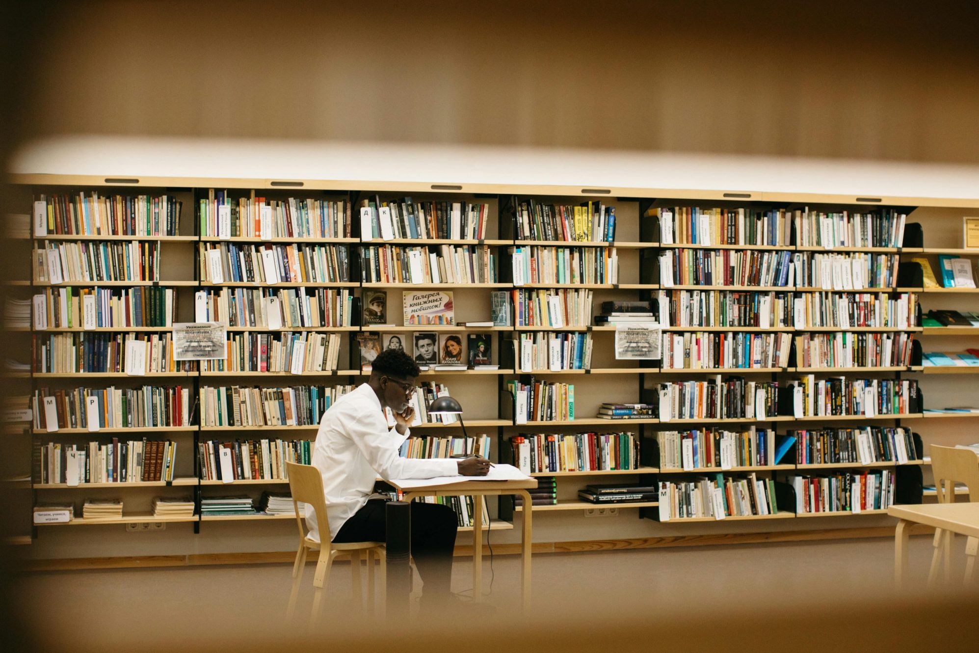 A man sitting in library